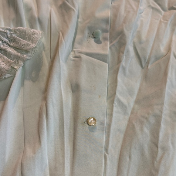 Vintage Shadowline S Mint Green Rosebud Lace Trim Long Robe - Picture 6 of 8